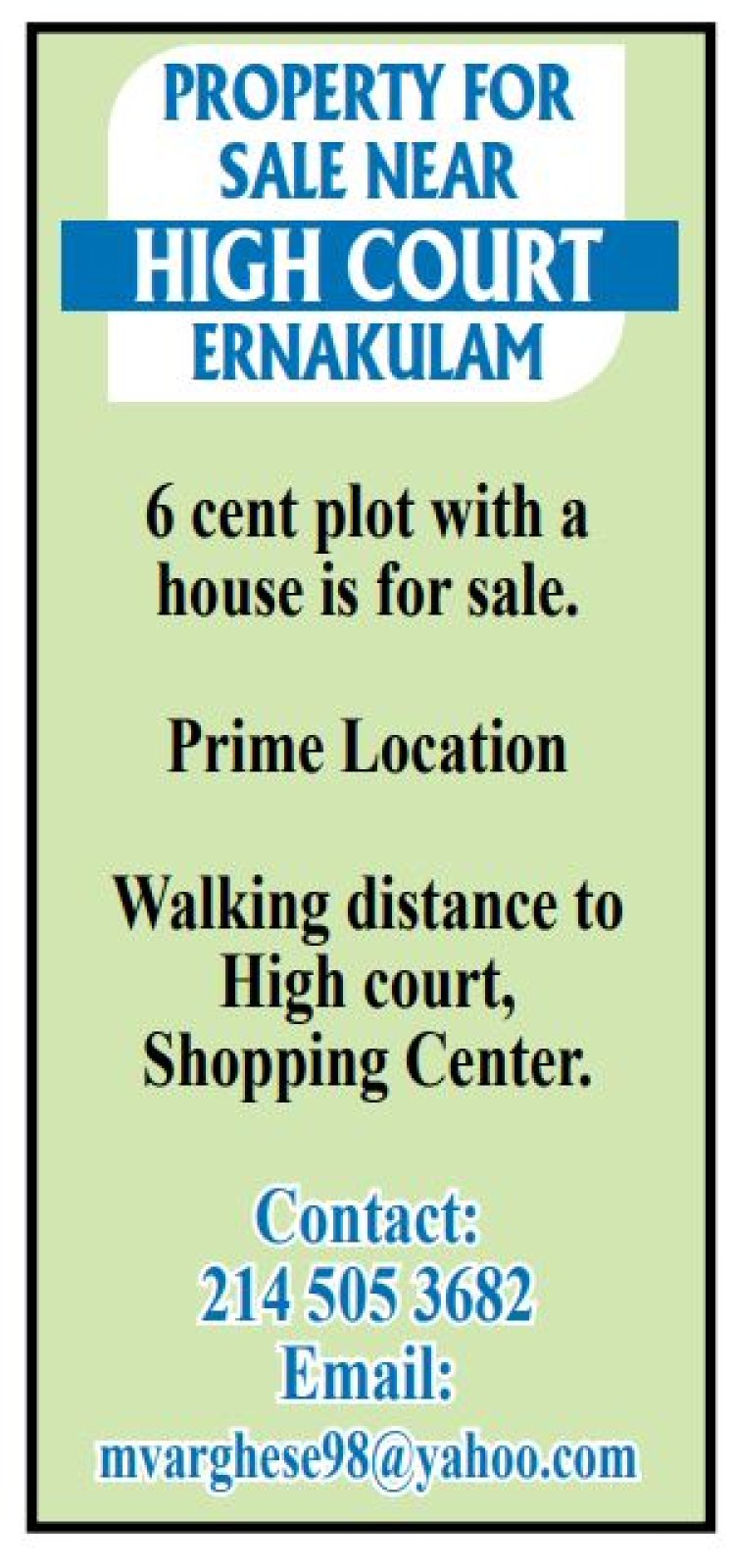PROPERTY FOR SALE NEAR HIGH COURT