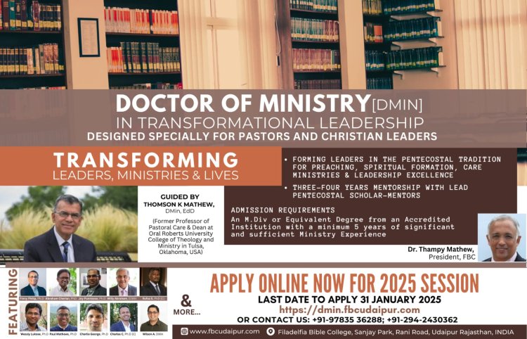 Apply Online Now For Doctor of Ministry;  Filadelfia Bible College