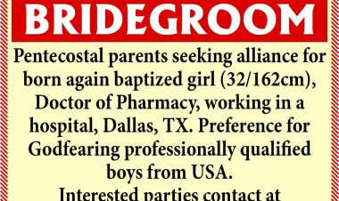 Pentecostal Girl in USA; Doctor of Pharmacy; Working in a hospital Dallas /  Wanted Groom/ GN  Matrimony - 8254