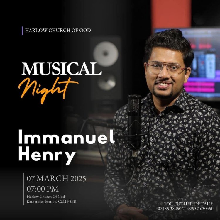 ലണ്ടൻ ഹാർലോ ചർച്ച് ഓഫ് ഗോഡ്: മ്യൂസിക്കൽ നൈറ്റ് മാർച്ച് 7ന്