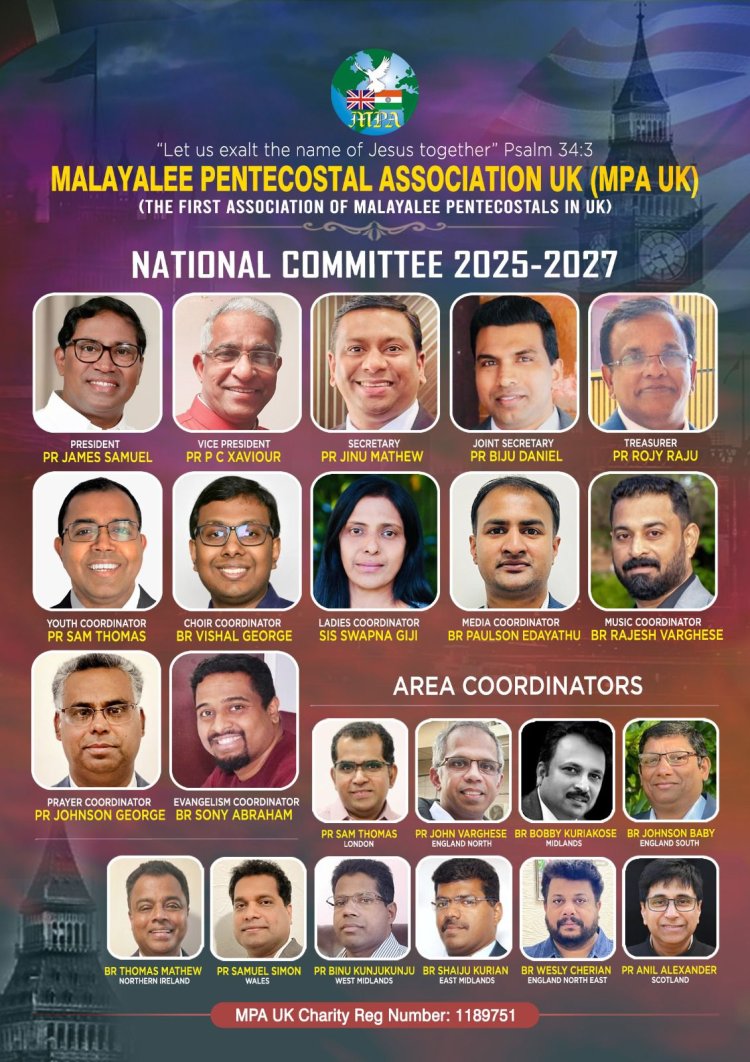 മലയാളി പെന്തക്കോസ്റ്റൽ അസോസിയേഷൻ യു.കെ യ്ക്ക് നവ നേതൃത്വം; അടുത്ത കോൺഫ്രൻസ് സൗതാംപ്റ്റണിൽ