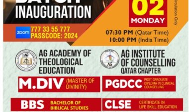 ഖത്തറിൽ ഏജിയുടെ ബൈബിൾ ഇൻ്റസ്റ്റിറ്റ്യൂട്ടിൻ്റെ ക്ലാസിനു ജൂൺ 2 ന് തുടക്കം