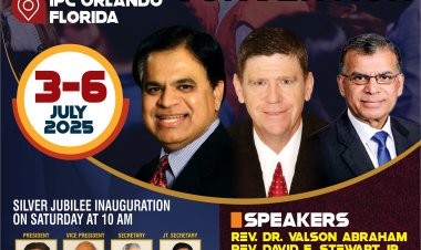 ഐപിസി സൗത്ത് ഈസ്റ്റ് റീജിയൻ സിൽവർ ജൂബിലി കൺവെൻഷൻ  ജൂലൈ 3 മുതൽ