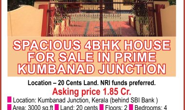 Specious 4BHKHouse for Sale in  Prime Kumbanad Junction