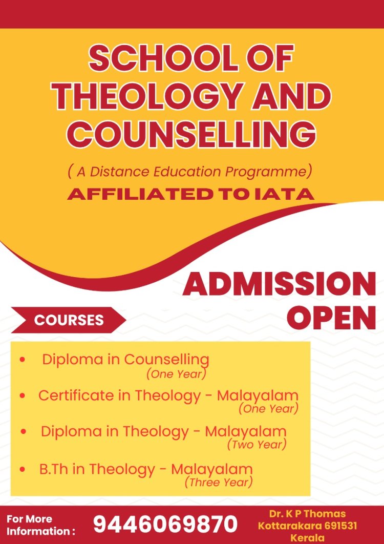 Admission Open; School of Theology and Counseling