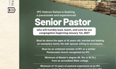 Seeking a Senior Pastor; IPC Hebron Dallas