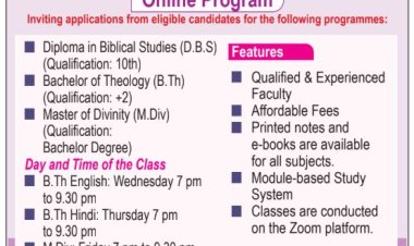 Inviting Applications for Online Program;  Agape Bible Institute