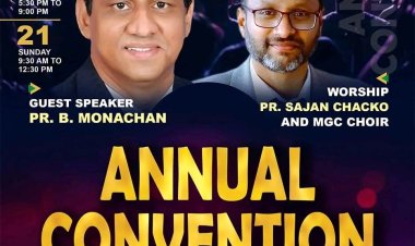 മലയാളം ഗോസ്പൽ ചർച്ച്  (എംജിസി - സ്ലൌ)  വാർഷികവും കൺവൻഷനും സെപ്. 19 മുതൽ