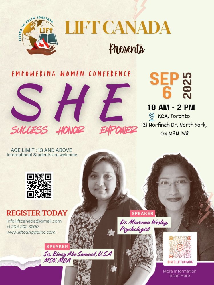 LIFT Canada വുമൺ എംപവറിങ് കോൺഫറൻസ് സെപ്. 6 ന്