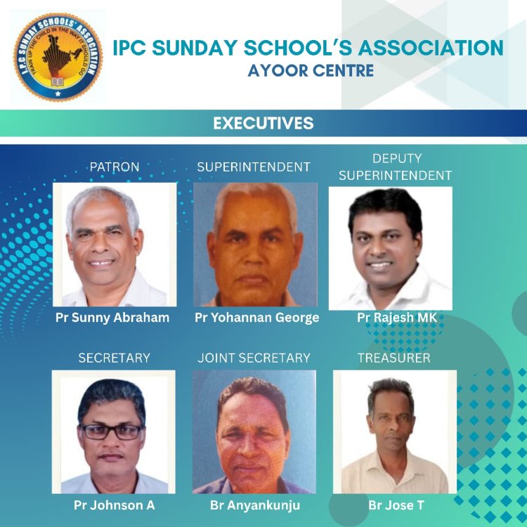 ഐപിസി ആയൂർ സെൻ്റർ സൺഡേസ്കൂൾ അസോസിയേഷൻ ഭാരവാഹികൾ