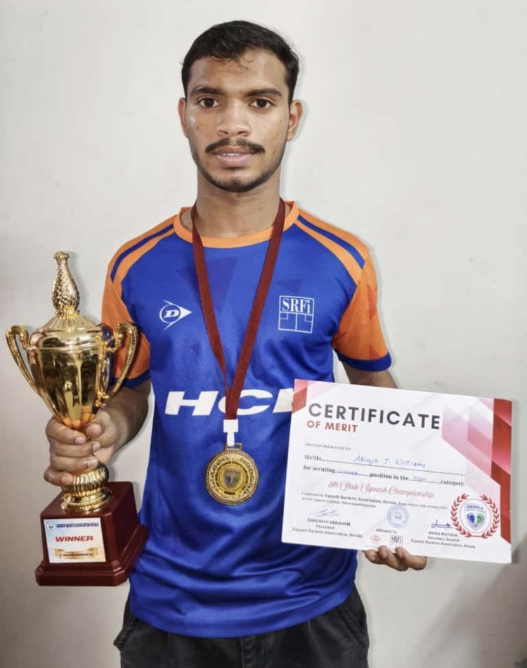 സംസ്ഥാന സ്ക്വാഷ് ചാമ്പ്യൻഷിപ്പ്  നിലനിർത്തി അഭിൻജോ ജെ വില്യംസ്