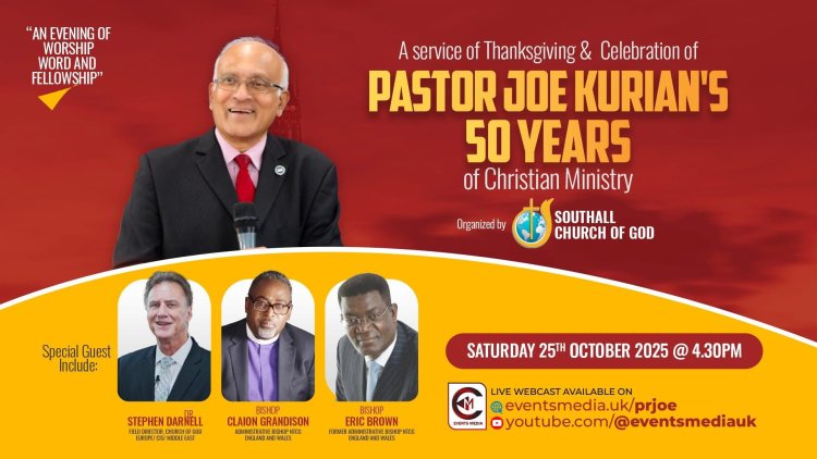 സുവിശേഷ വയലിൽ അരനൂറ്റാണ്ട് പിന്നിട്ട് പാസ്റ്റർ ജോ കുര്യൻ:   അനുമോദന സമ്മേളനം  ഒക്ടോ. 25 ന്