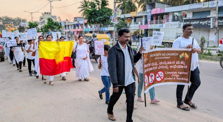 ഫെയ്ത്ത് സിറ്റി എജി യുവജനങ്ങൾ   ലഹരിക്കെതിരെ ബോധവത്കരണ റാലി നടത്തി