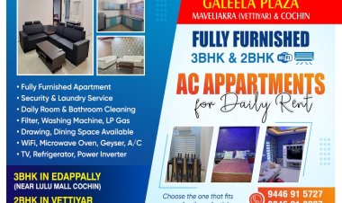 Fully furnished 3BHK & 2BHK AC apartments for Daily Rent