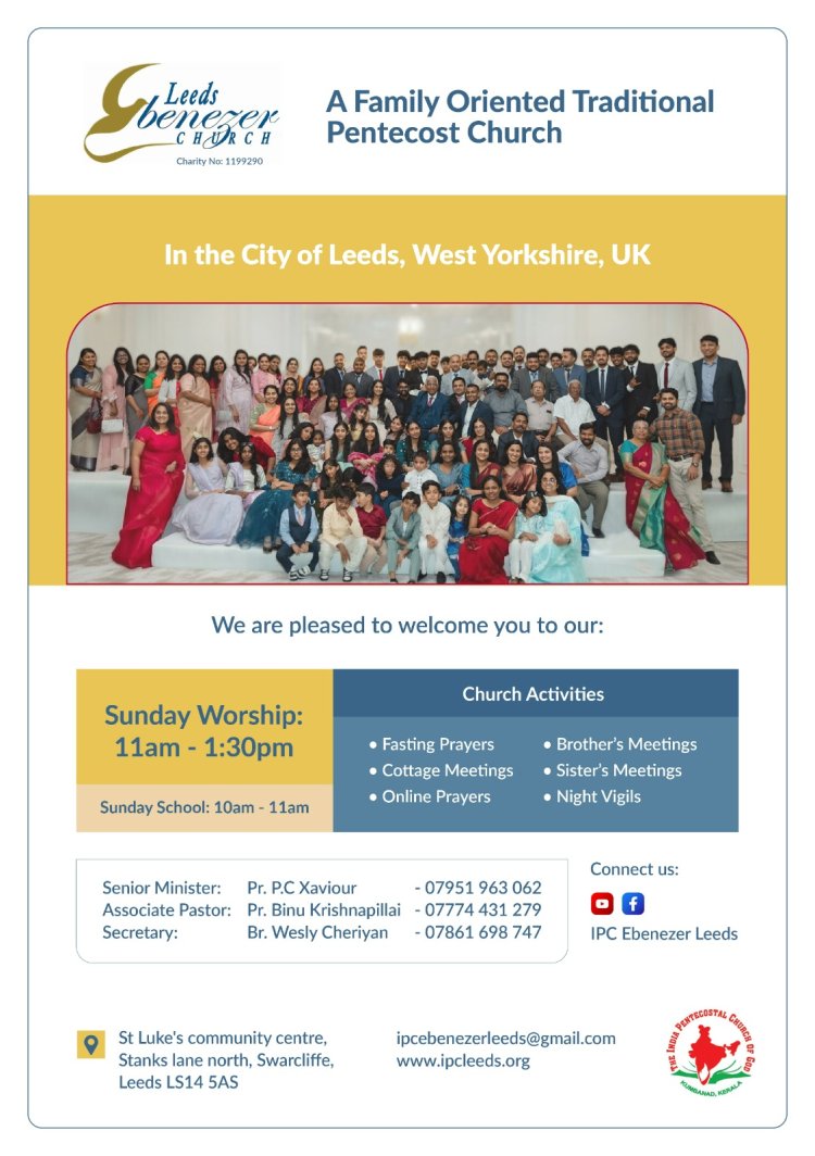 A Family Oriented Traditional Pentecostal Church;  In the City of Leeds, West Yorkshire, UK