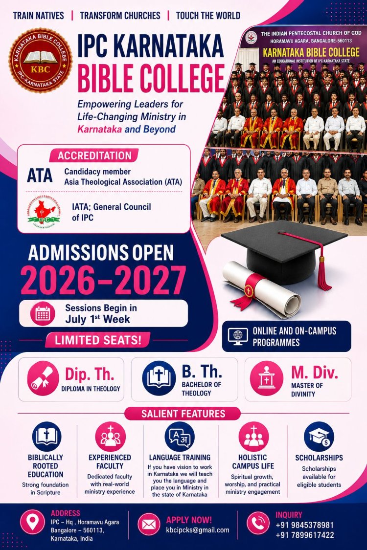 Admission Open; IPC Karnataka Bible College