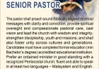 A CHURCH IN NORTH JERSEY LOOKING A SENIOR PASTOR