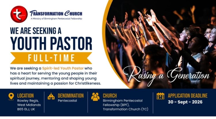 WE ARE SEEKING A YOUTH PASTOR  FULL-TIME