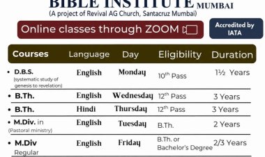ADMISSIONS OPEN ;Online classes through Zoom;  AGAPE BIBLE INSTITUTE, MUMBAI