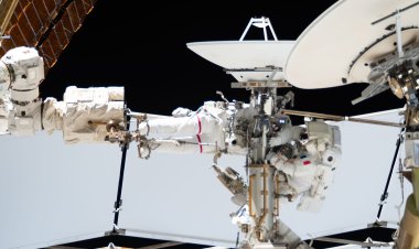 Astronauts Anil Menon and Sophie Adenot on Spacewalk