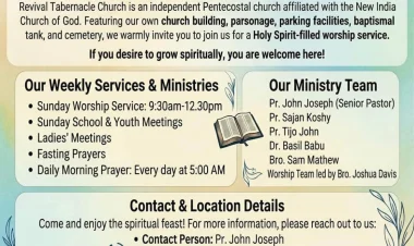 If you desire to grow spiritually, you are welcome here!; Revival Tabernacle Church, Mamangalam, Kochi